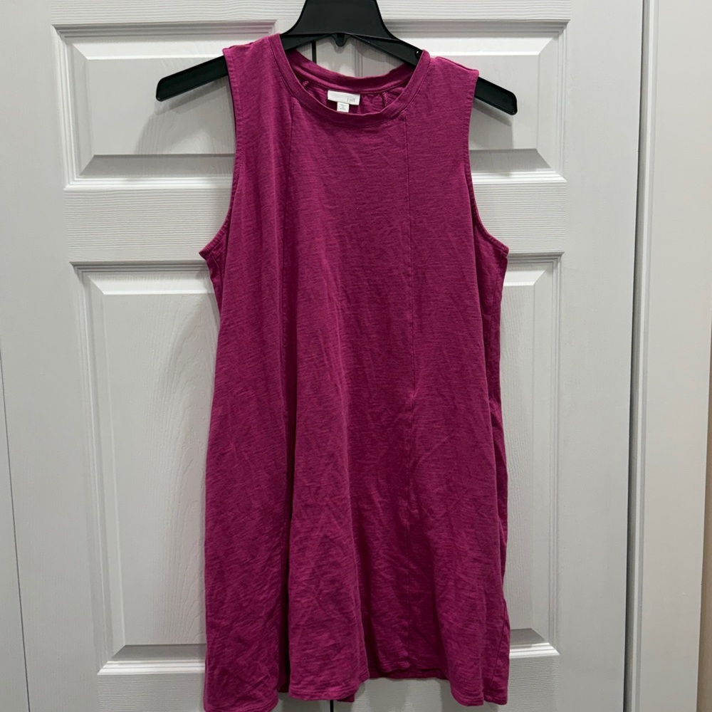 J. Jill Solid Magenta Sleeveless T-shirt Tank Top Dress